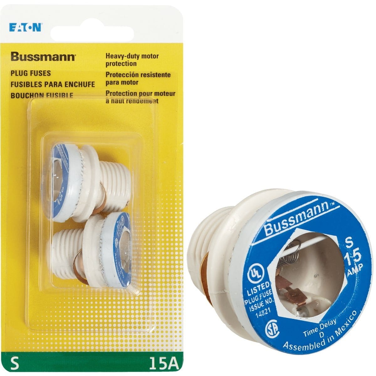 Bussmann 15A Heavy Duty Plug Fuse 2-Pack