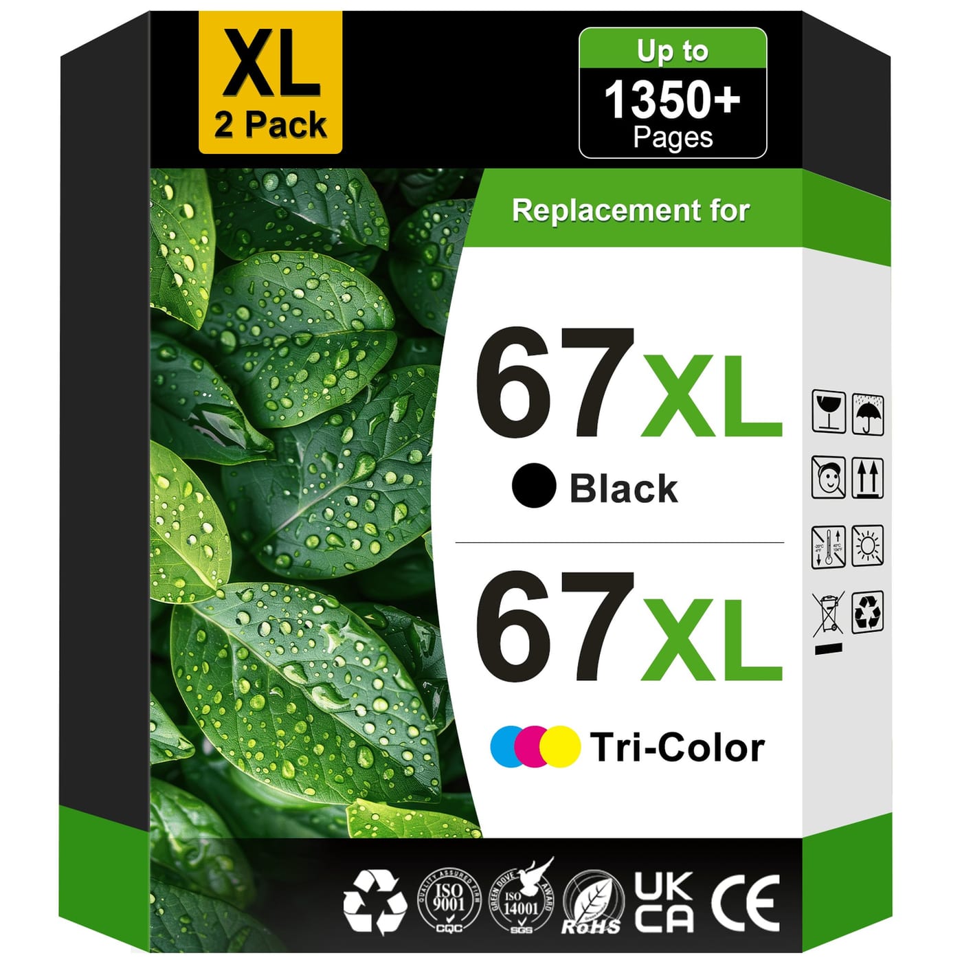 Dhecink 67XL Compatible Ink for HP 67 2-Pack