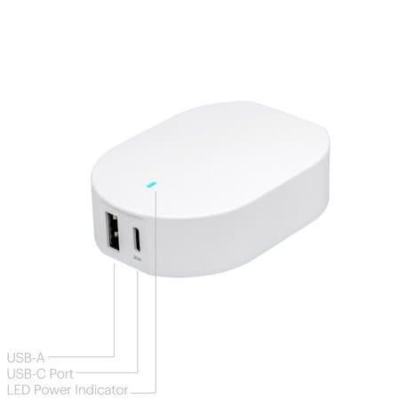 onn. Dual-Port USB-C/USB Wall Charger 20W/12W