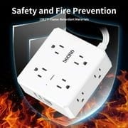 ONDOG 8-Outlet Flat Plug Power Strip with 4 USB