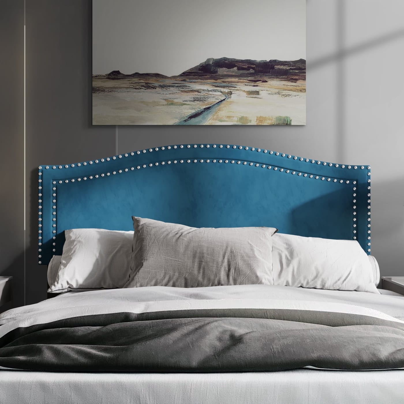 Castle Place King Black Velvet Headboard