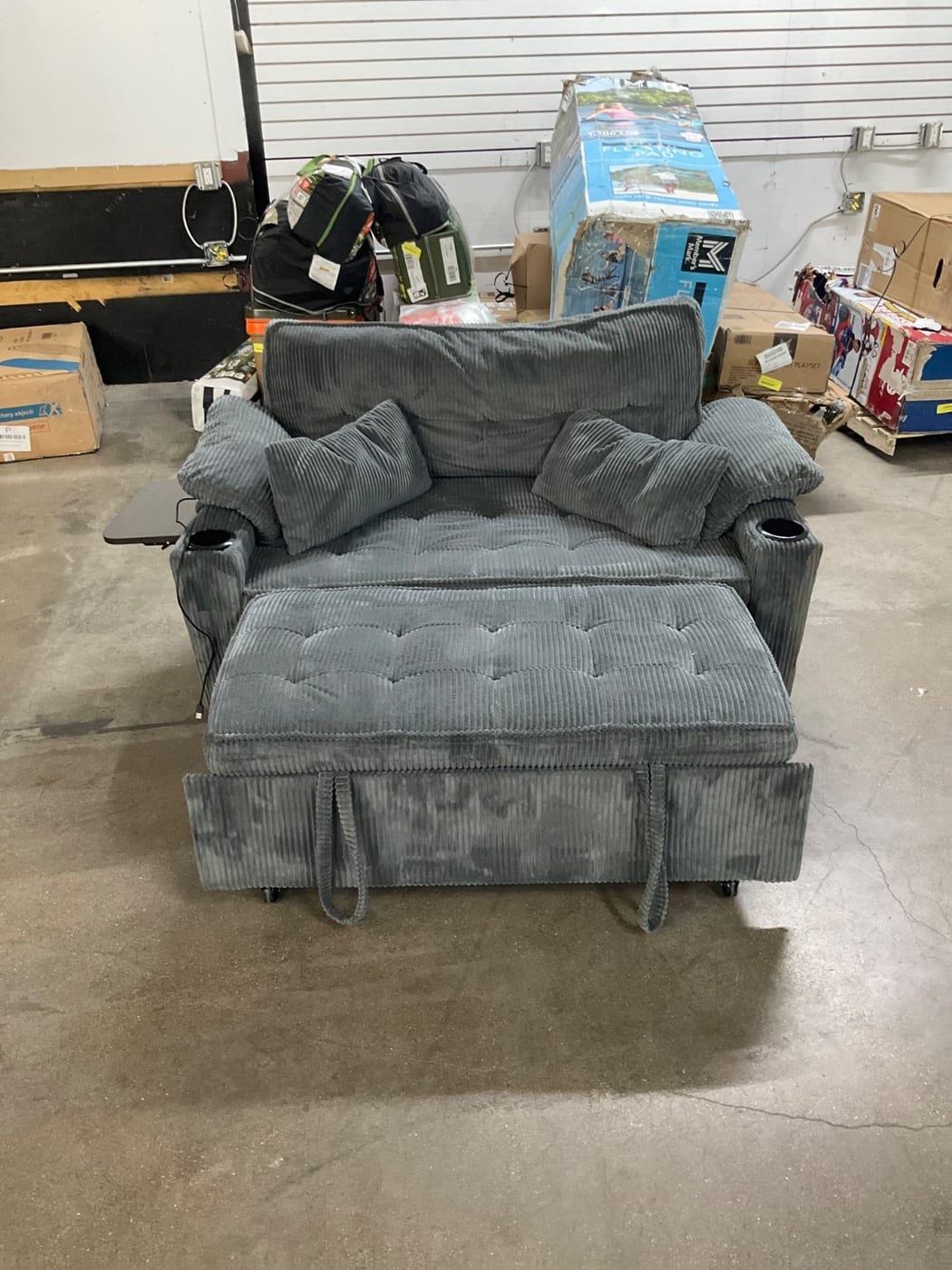 Wakefit 58in Corduroy Pull-Out Sleeper Sofa Bed