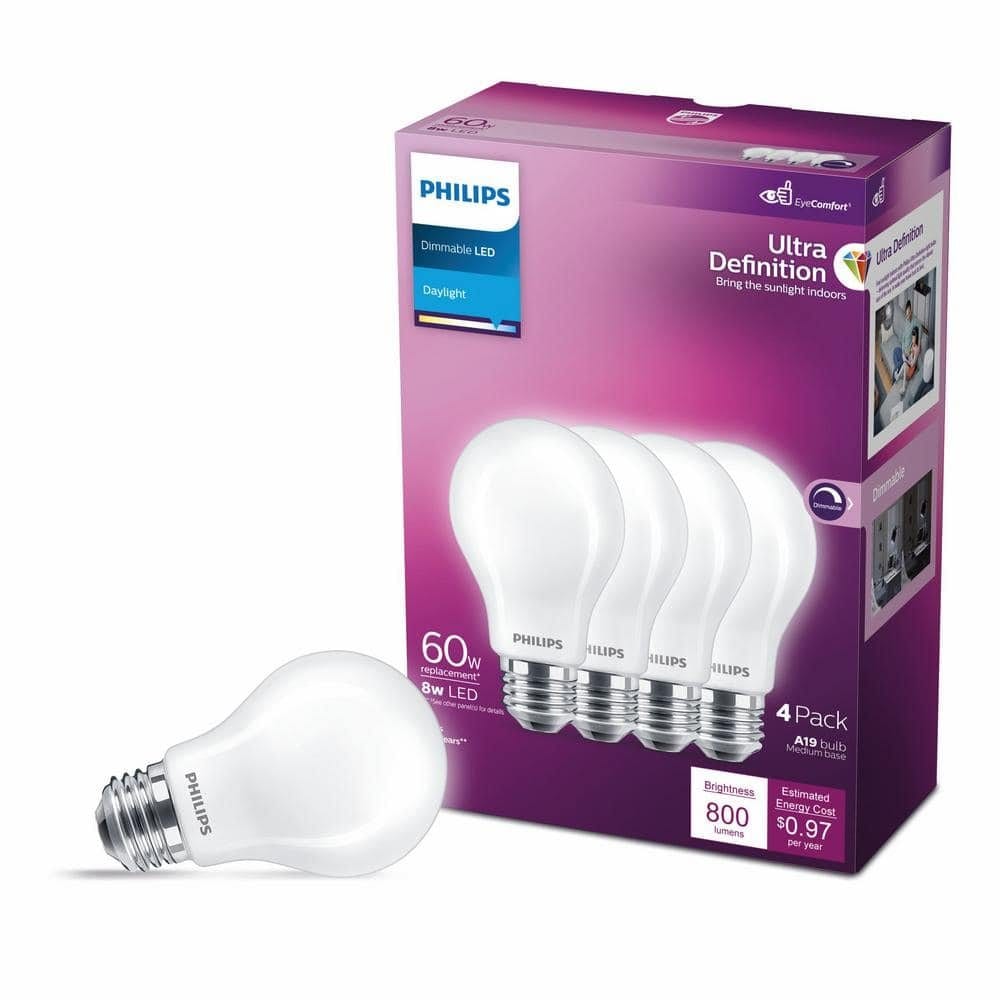 Philips Ultra Definition LED A19 Daylight 4-Pack