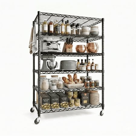 PrimeZone 6-Tier Wire Shelving Unit w/ Wheels