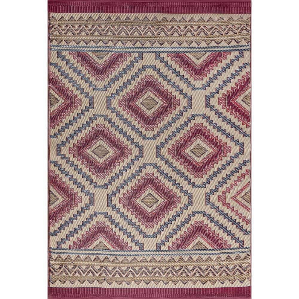 Tayse Sunset Burgundy 5x7 Indoor/Outdoor Rug