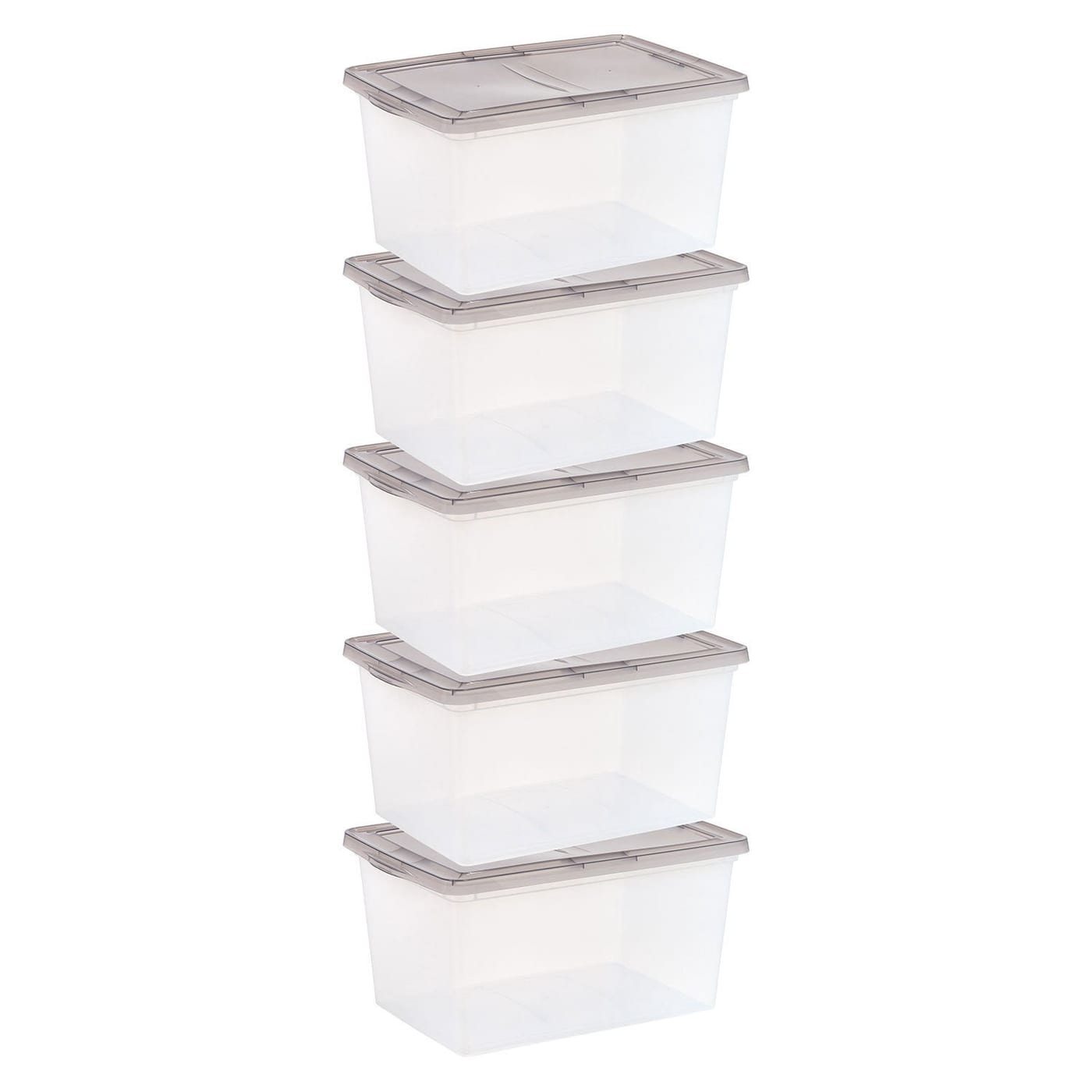 IRIS USA 58-Qt Snap Top Storage Box, Clear, 5-Pk