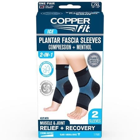 Copper Fit Ice Plantar Fascia Sleeves L/XL Black