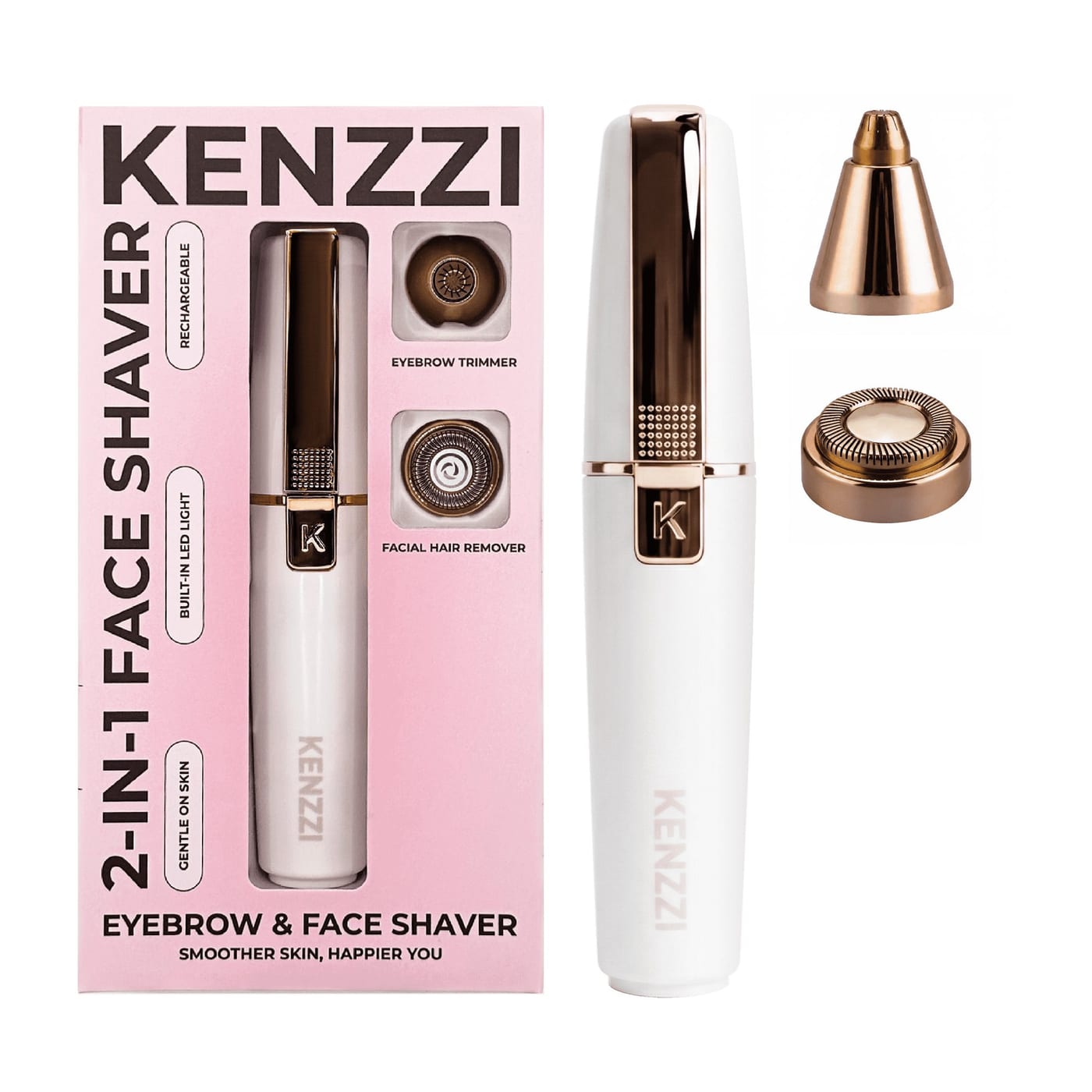 KENZZI 2-in-1 Rechargeable Face Shaver & Brow