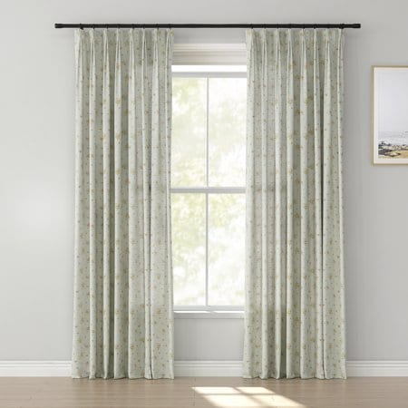 TWOPAGES Floral Embroidered Linen Curtain Panels