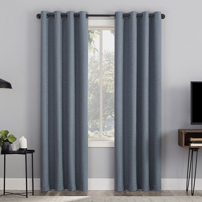 Sun Zero Channing Blackout Curtain 50x63 Blue