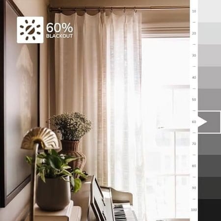 TWOPAGES Pinch Pleat Faux Linen Curtain 52x96in