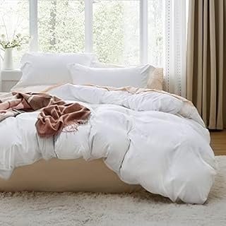 Bedsure Queen Comforter Set White 3-Piece 90x90