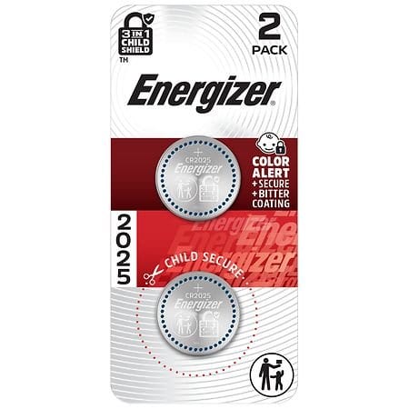 Energizer 2025 3V Lithium Coin Batteries 2 Pack
