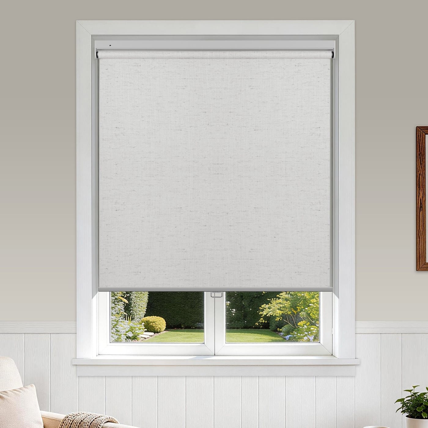 HESTIA No Drill Blackout Linen Roller Shade