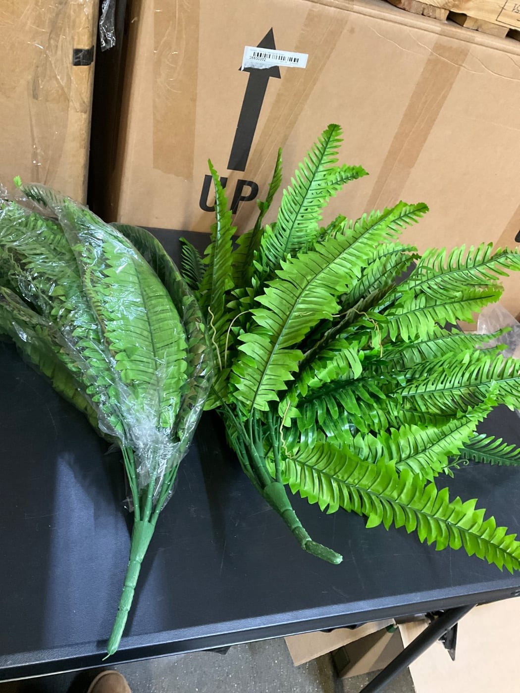 Artificial Boston Fern Bushes Faux Plants, Green
