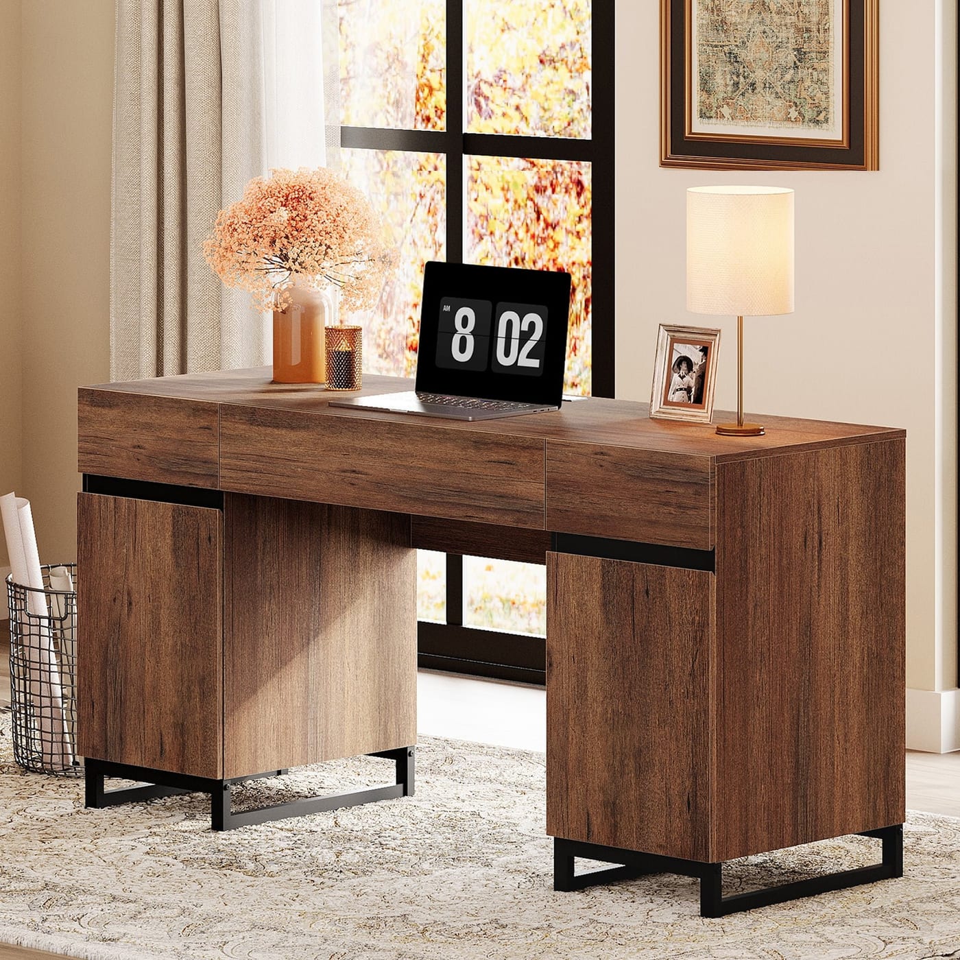 Wampat Scarlett Desk 56in with Charging Station