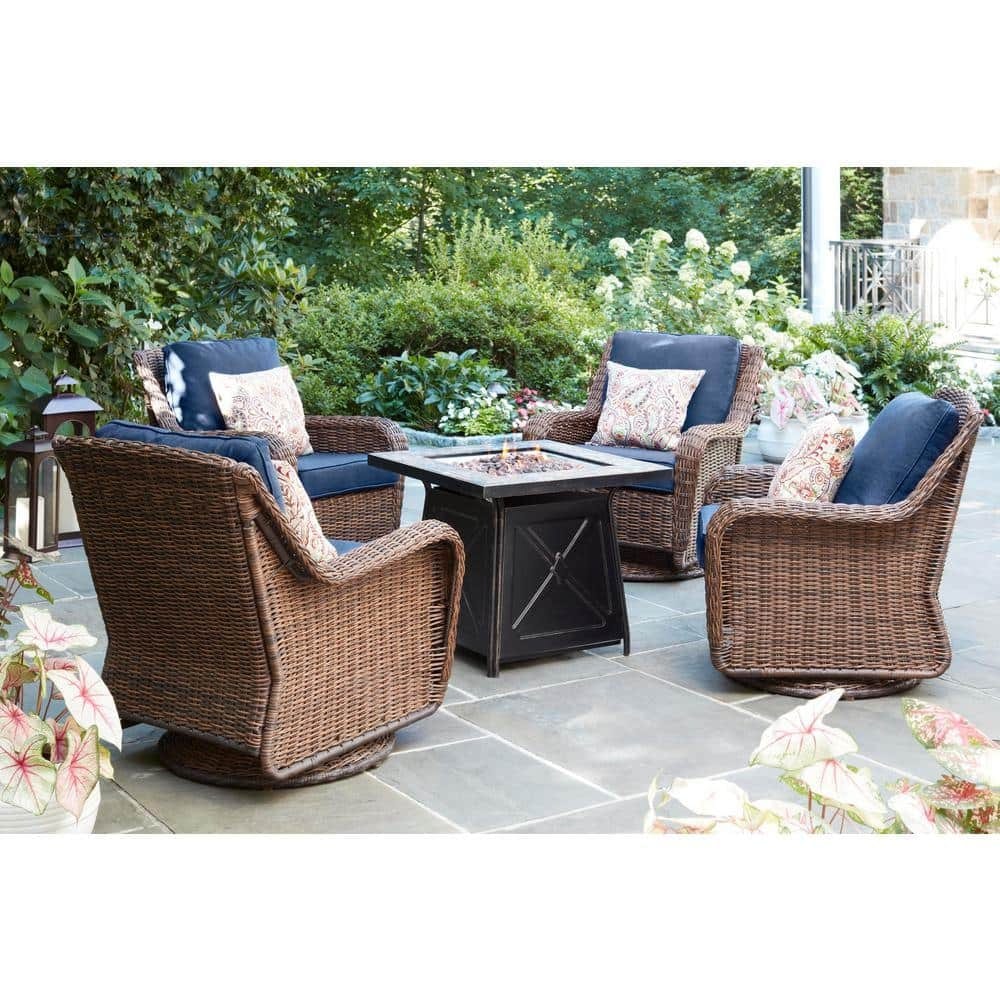Hampton Bay Cross Ridge 30 in Gas Fire Pit Bronze