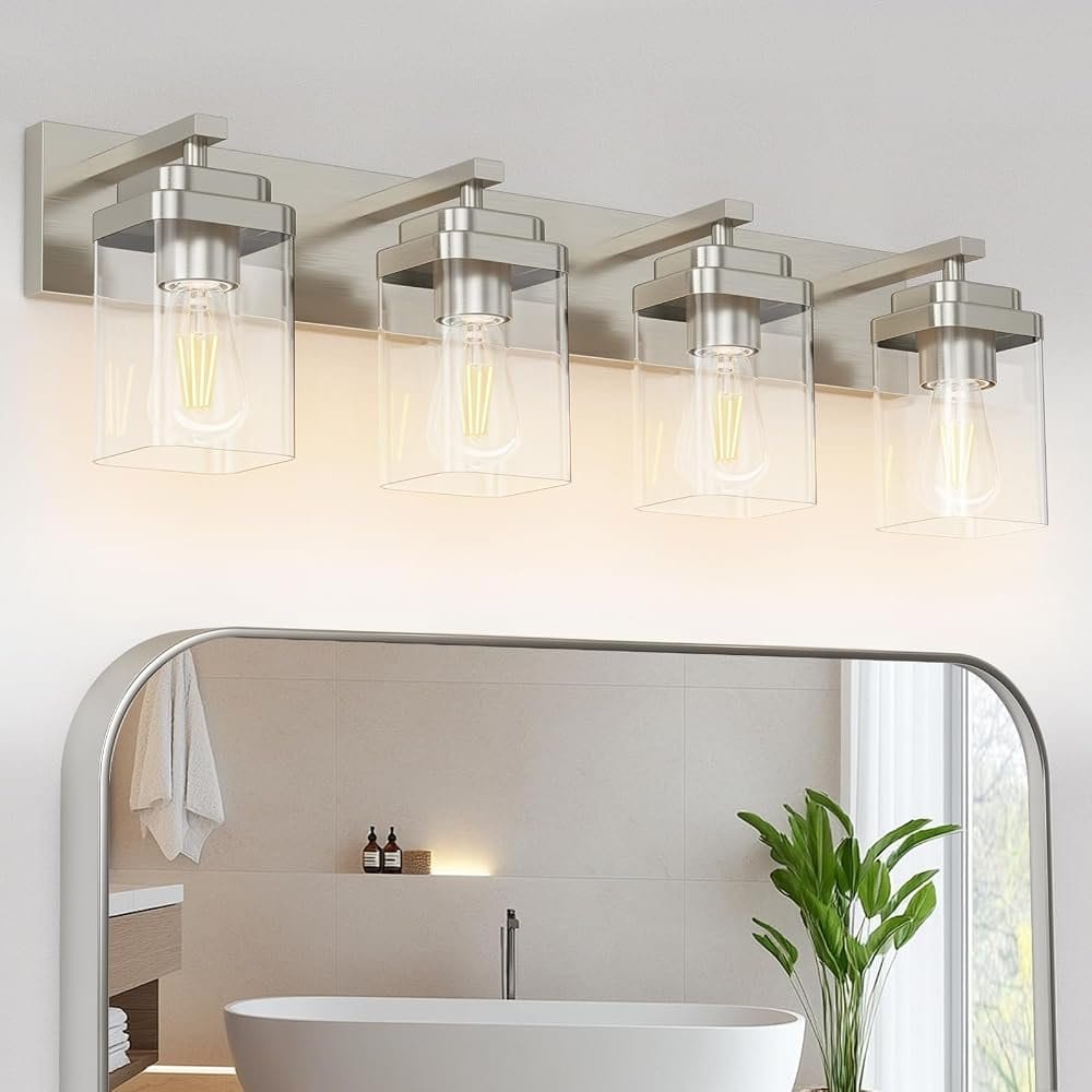 LKHF 4-Light Brushed Nickel Vanity Light Square