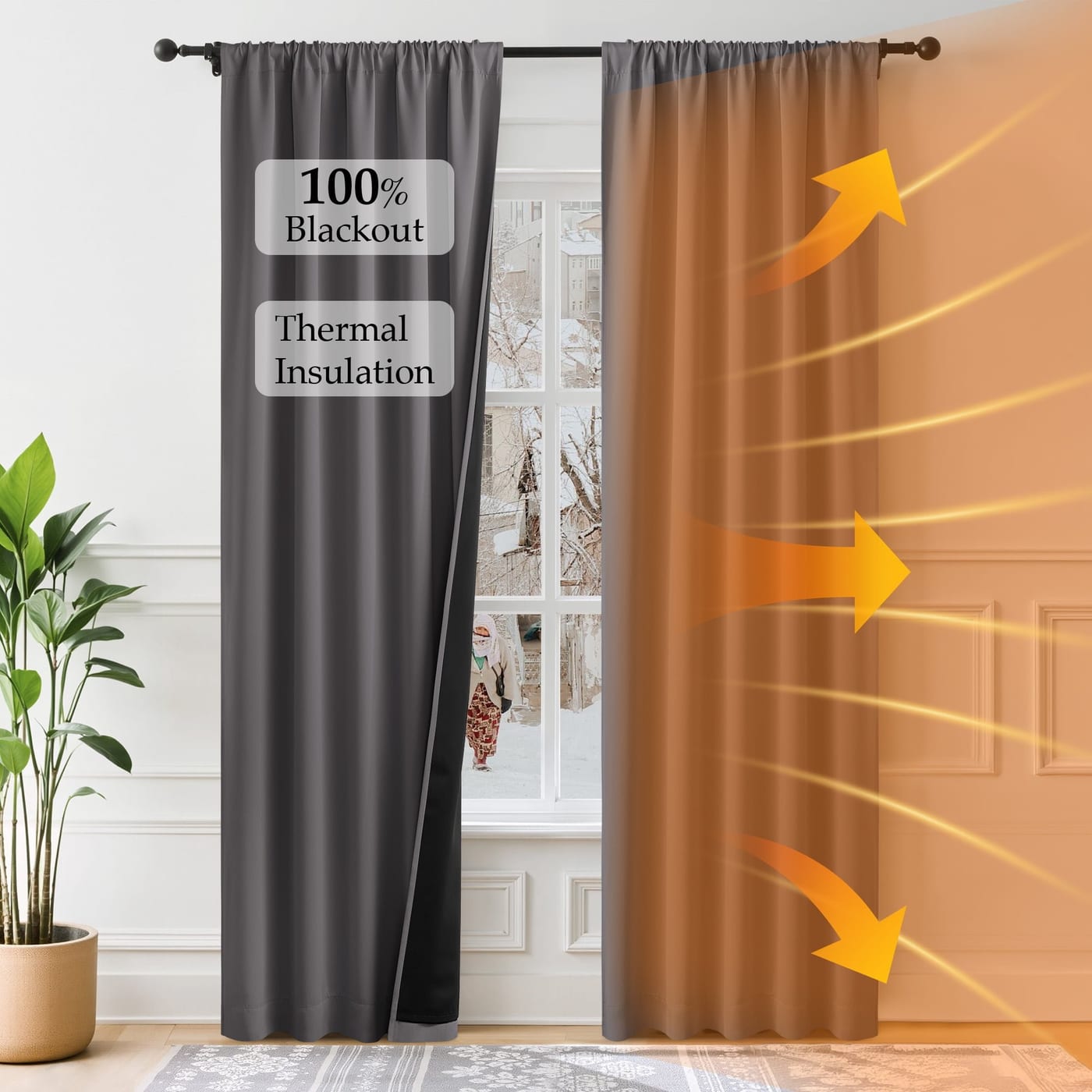 NICETOWN Blackout Curtains 42x63 Black 2 Panels