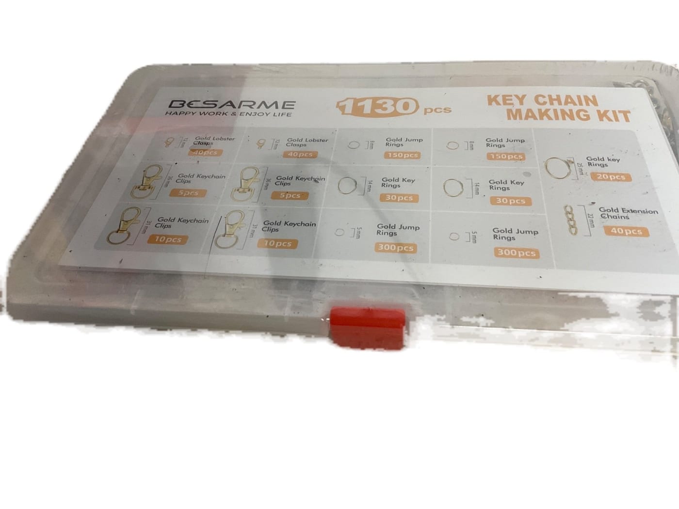BESARME 1130pc Gold Keychain Making Kit