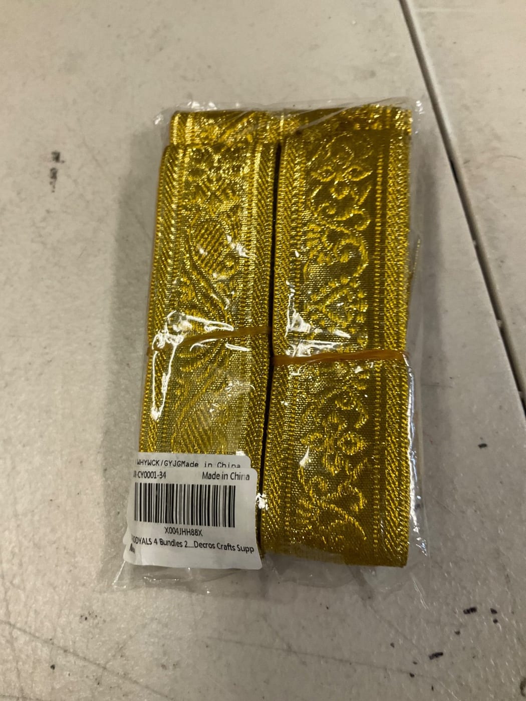 CABODYALS Gold Metallic Jacquard Ribbon Trim, 4