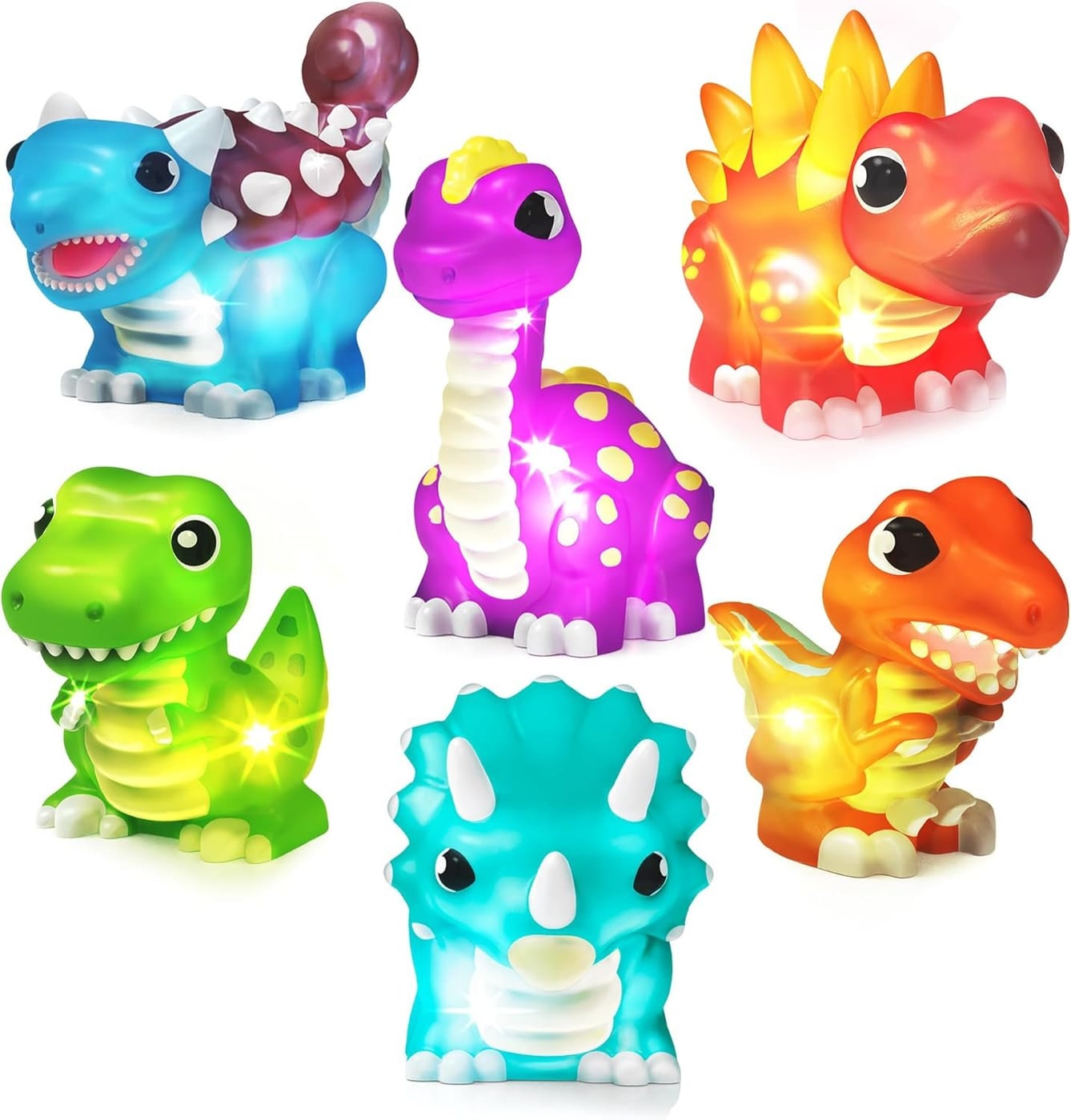 Tub Works Dinos Light Up Bath Toys 6 Pack