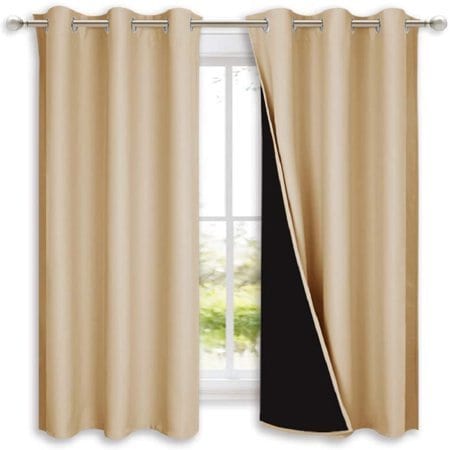 NICETOWN Blackout Curtains 42x63 Black 2 Panels