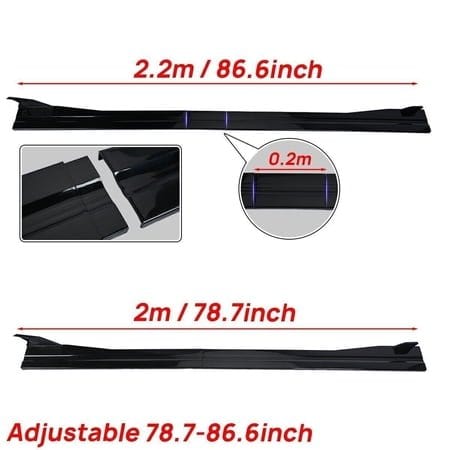 Universal Gloss Black Side Skirt Extensions Pair