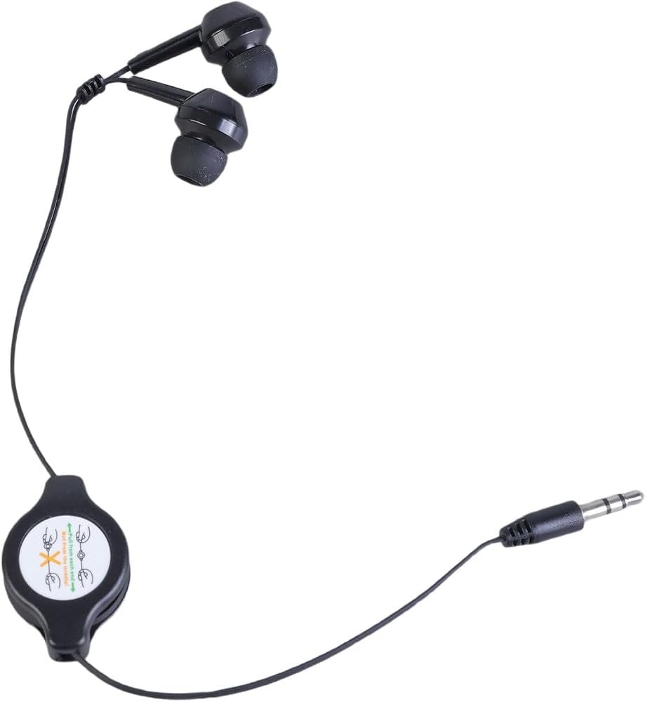 KEXIAO Retractable 3.5mm Wired Earbuds Black