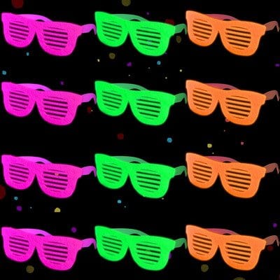 Mega-L 12 Pc Neon Felt Shutter Party Glasses