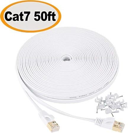 Jadaol Cat 8 Ethernet Cable 50 ft Flat White