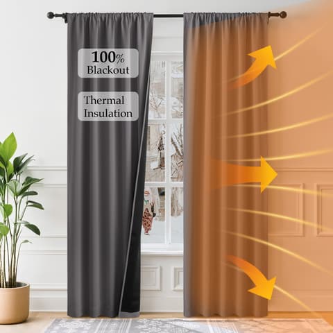 NICETOWN Blackout Curtains 42x63 Black 2 Panels
