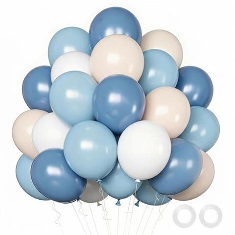 Dusty Blue and White Latex Balloons, 12 in