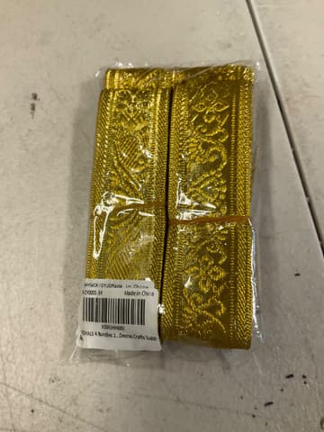 CABODYALS Gold Metallic Jacquard Ribbon Trim, 4
