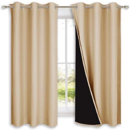 NICETOWN Blackout Curtains 42x63 Black 2 Panels
