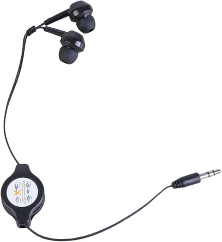KEXIAO Retractable 3.5mm Wired Earbuds Black