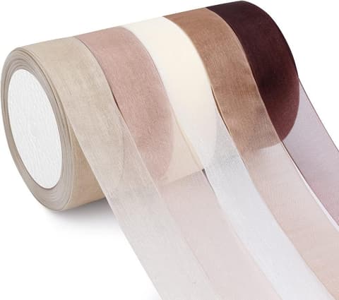 SHOWIN Organza Ribbon 1in x 125yd 5 Rolls Earth