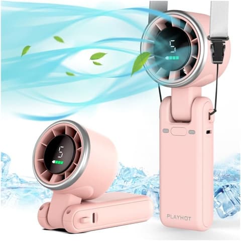 PlayHot N607 Handheld Turbo Fan 5-Speed Pink