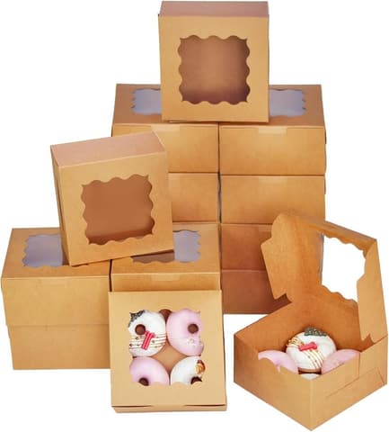 Bakepacker Kraft Bakery Boxes w/ Window 6x6x3 30pk