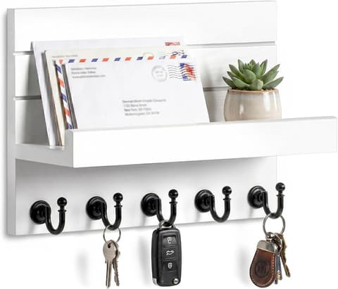 HONJIN Wall Key Holder Mail Organizer 5 Hooks