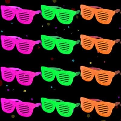 Mega-L 12 Pc Neon Felt Shutter Party Glasses