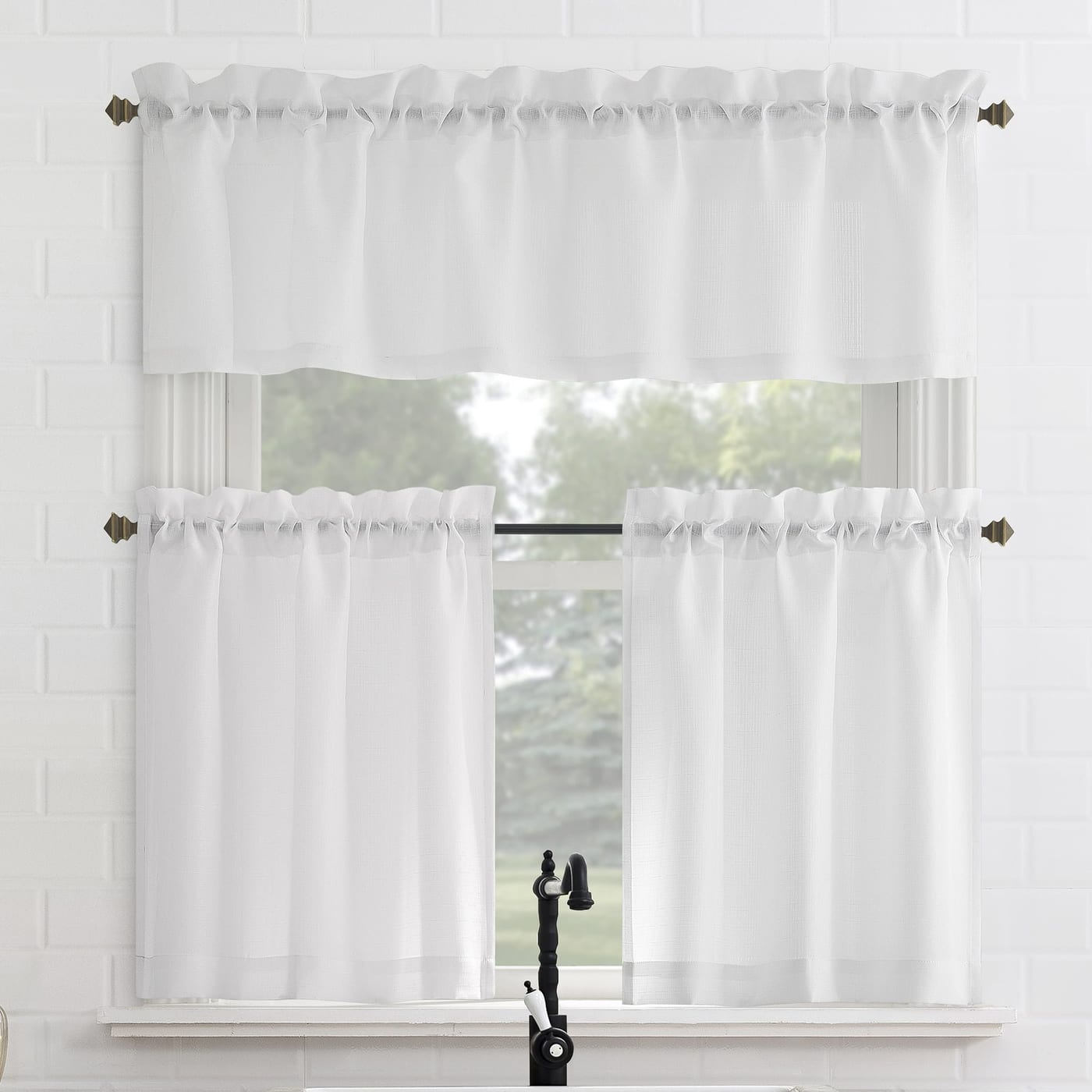 Mainstays 3-Pc Textured Rod Pocket Curtain Set