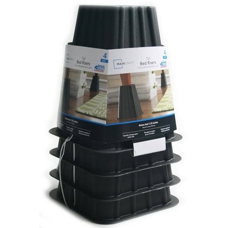Mainstays Tall Bed Risers 4-Pack, Black, 7.25 in