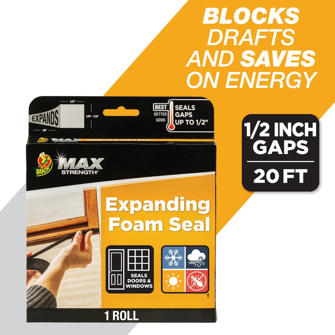 Duck Brand Expanding Foam Seal 1/2in x 20ft Black