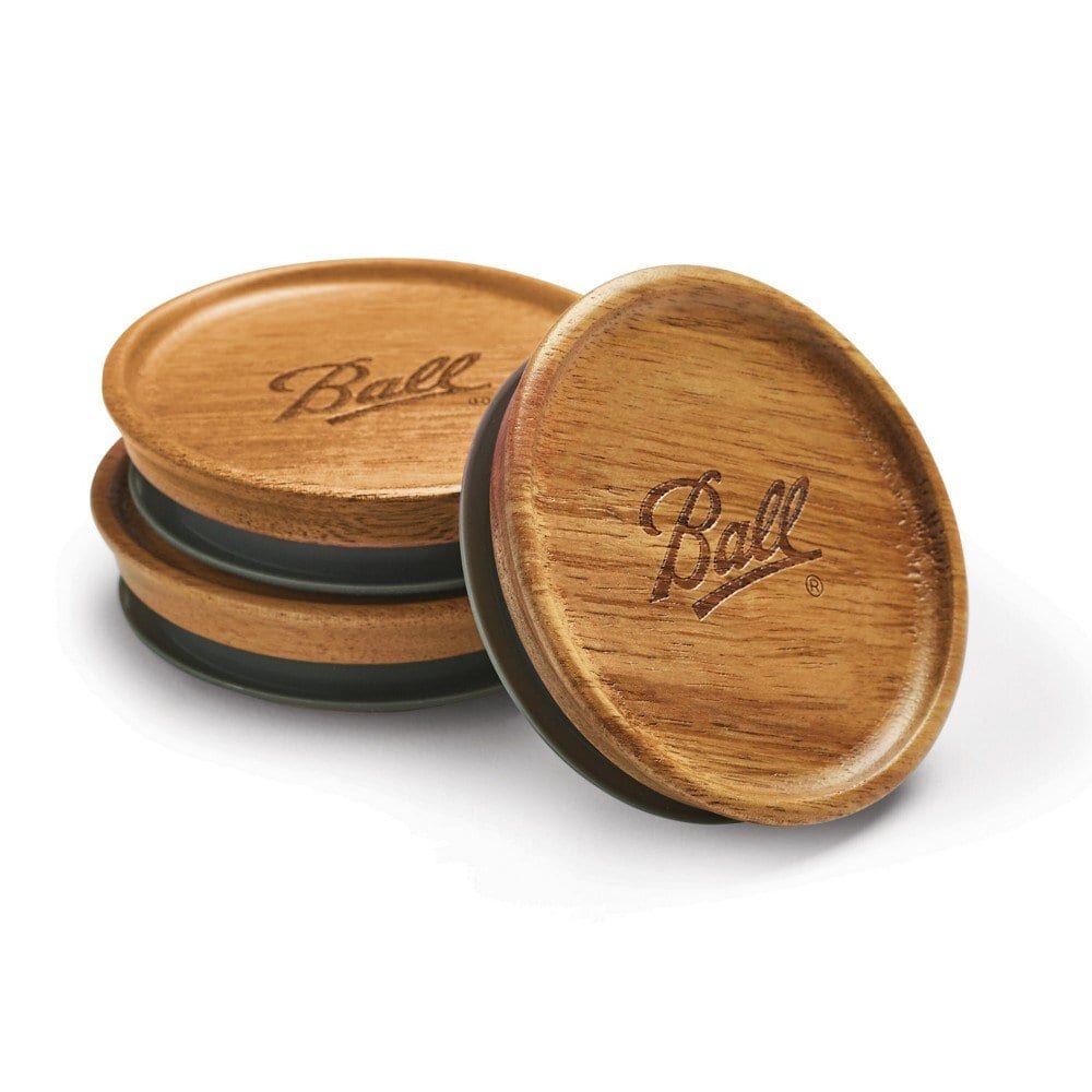 Ball Wooden Storage Lids, Regular Mouth, 3 Pack