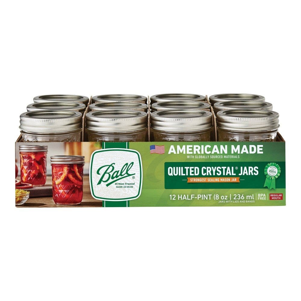 Ball Quilted Crystal Jelly Jars 8 oz, 12 Pack