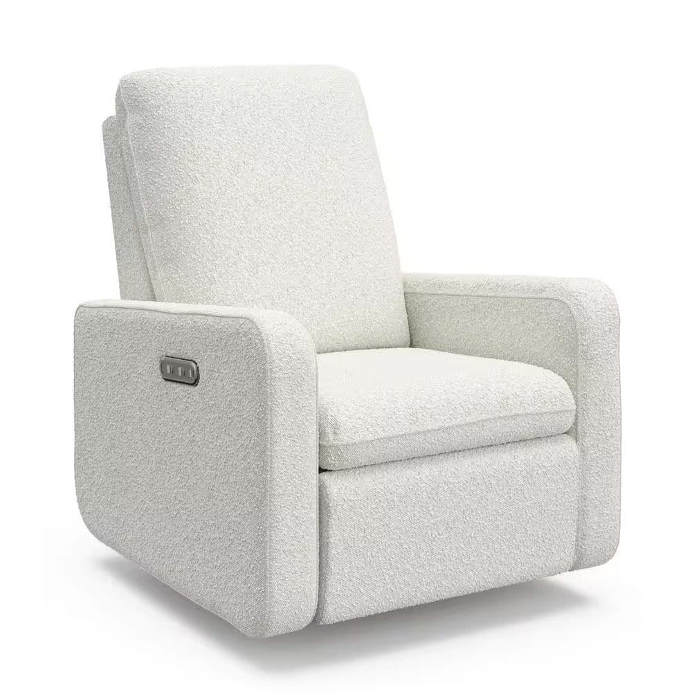 Power Recliner Swivel Glider Ivory Boucle w/ USB